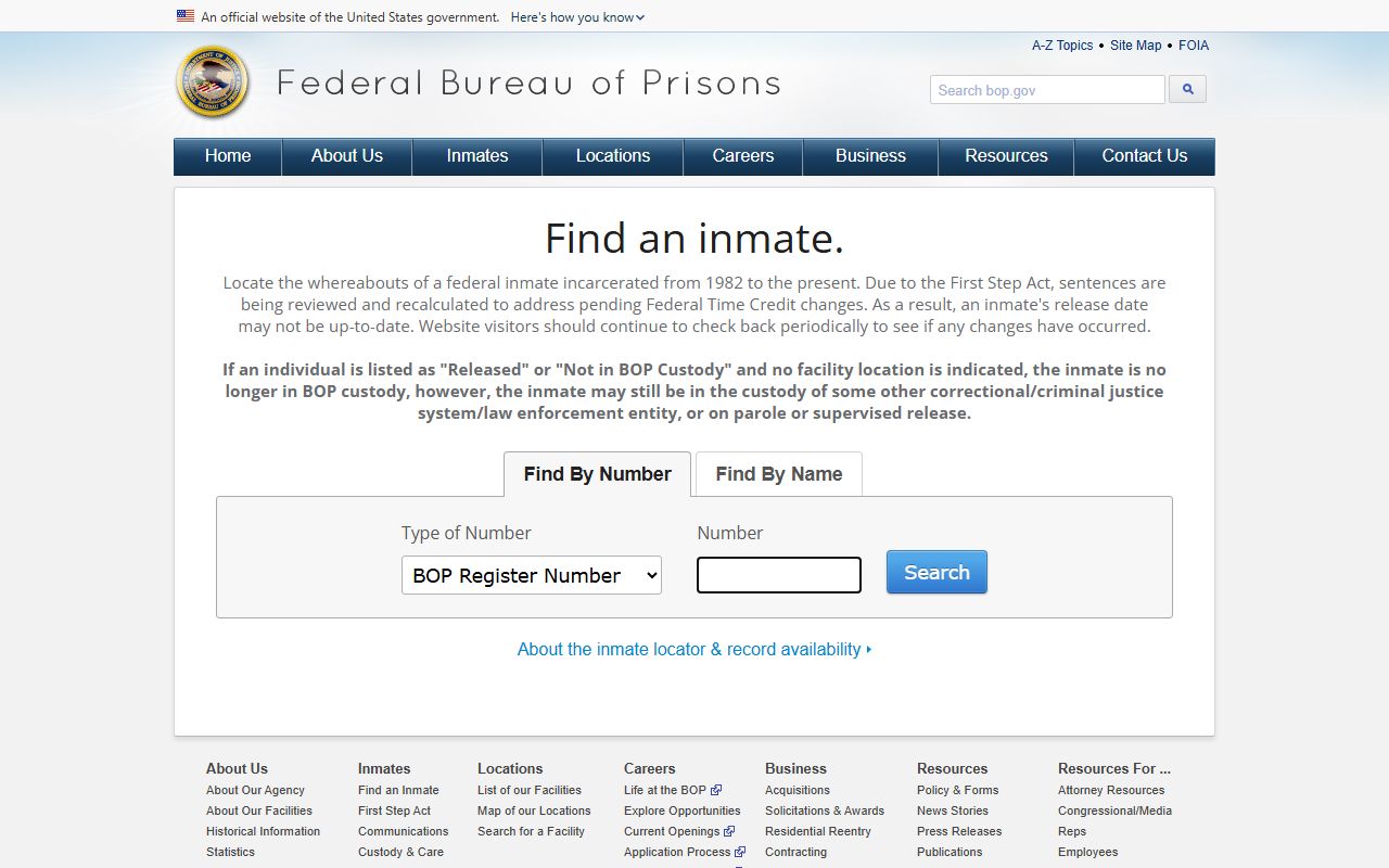 Federal Bureau of Prisons locator for Pope County federal inmate records