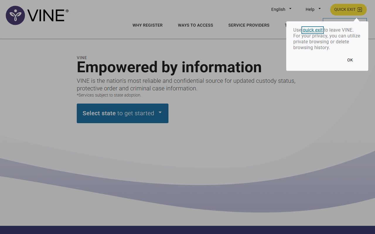 VINELink public search for Pope County inmate population custody notifications